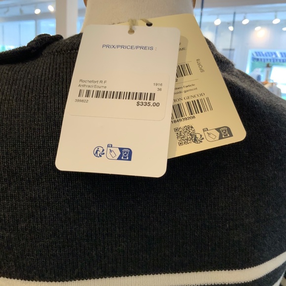 Saint James Rochefort Stripe Sweater 10, merino, classic, nautical, grey, - Picture 6 of 7